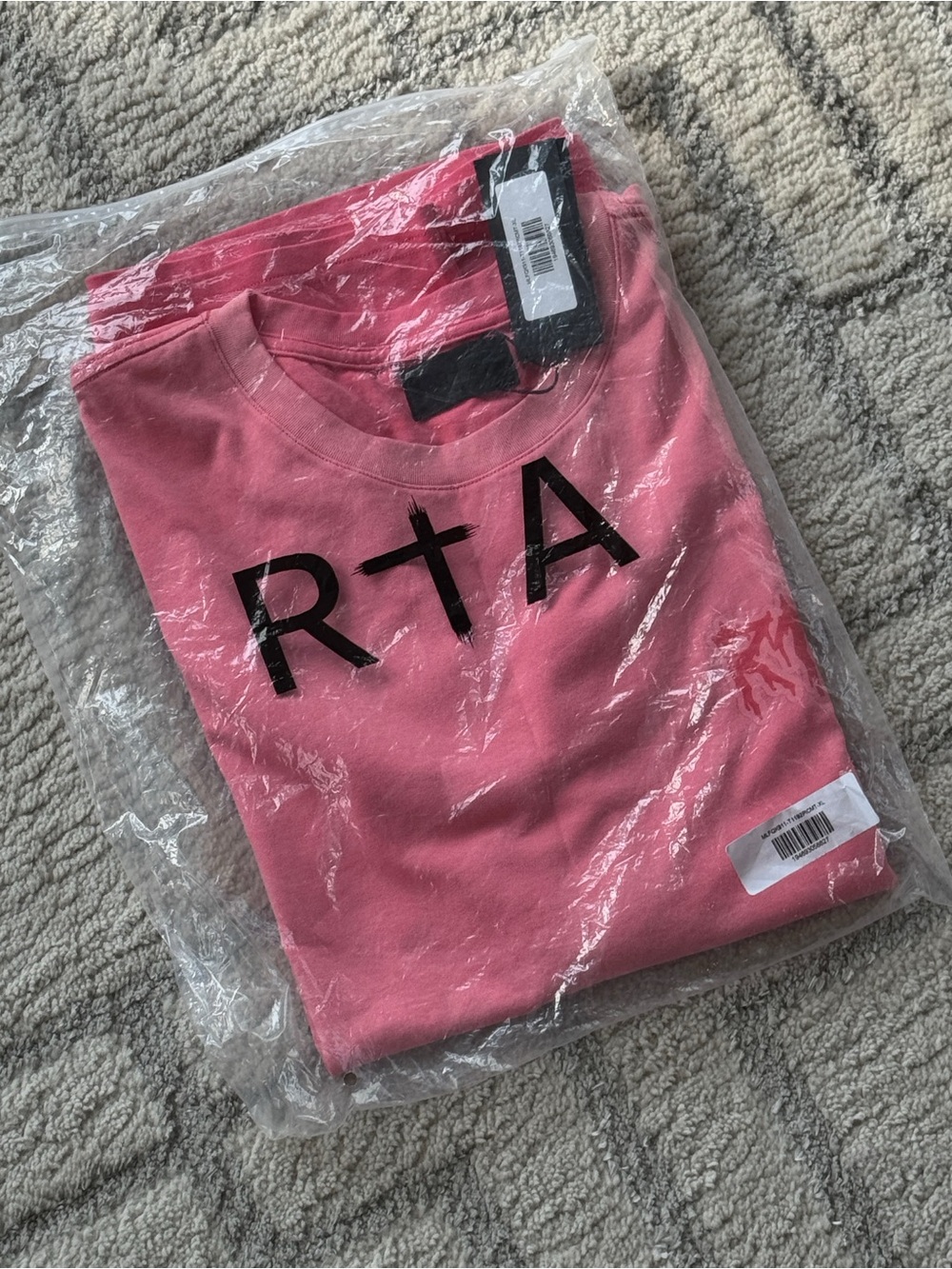 RtA Men's Liam Degrade Cotton Graphic tee Pink Cyber Metal Luxury Streetwear XL